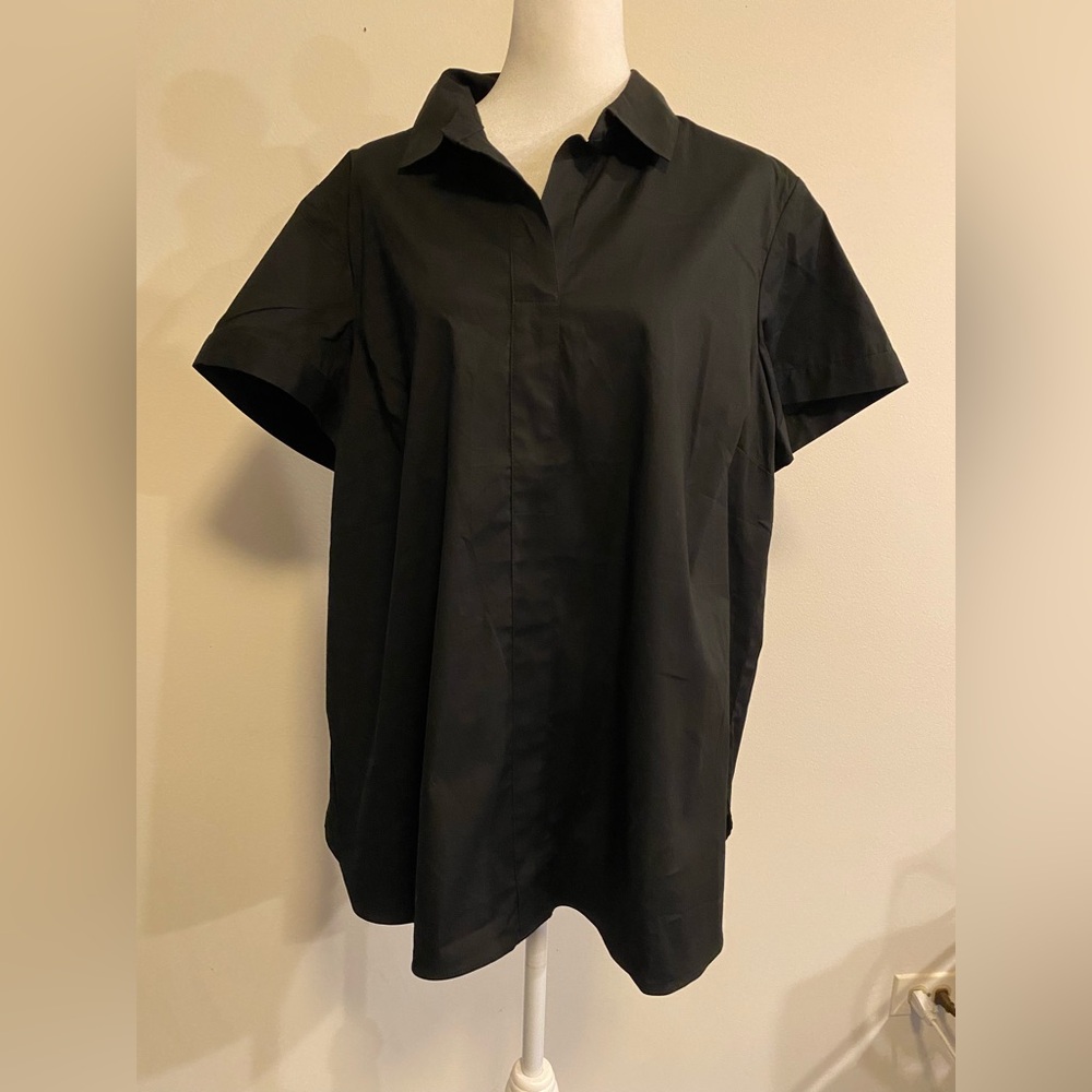J. Jill Black Casual Cotton Pull Over Oversized Blouse size X-LARGE